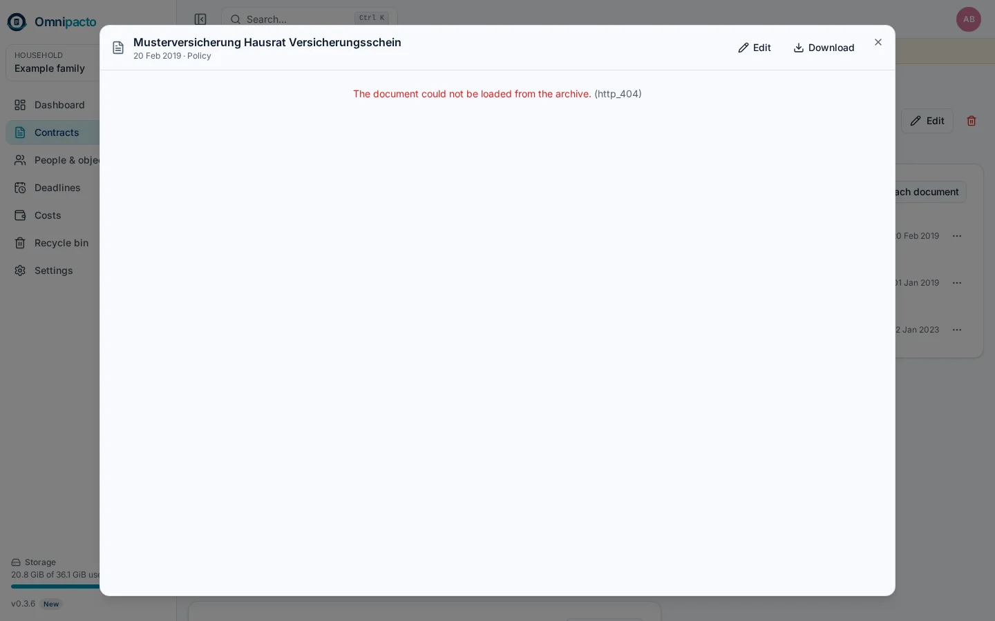 Document viewer showing a policy